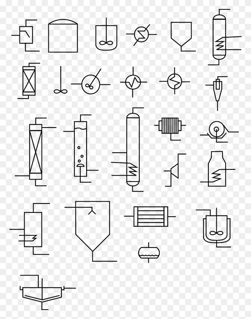 991x1280 Apparatus Chemistry Lab Shapes Flow Sheet Symbols, Plan, Plot, Diagram Descargar Hd Png