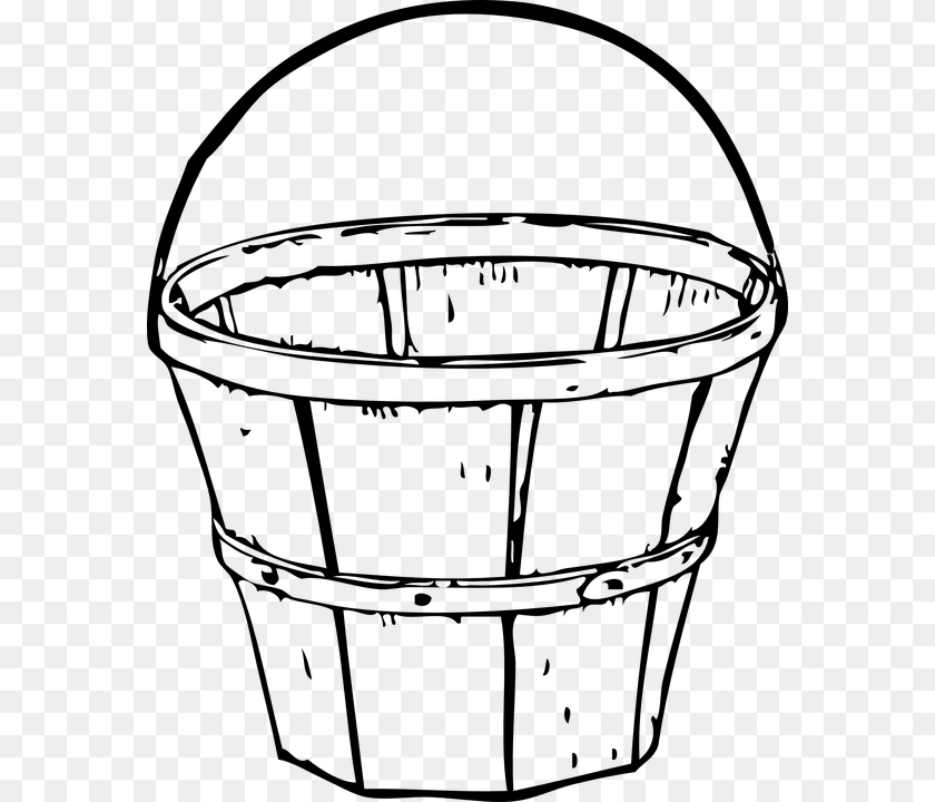 576x720 Apple Basket Clipart Outline, Gray Transparent PNG
