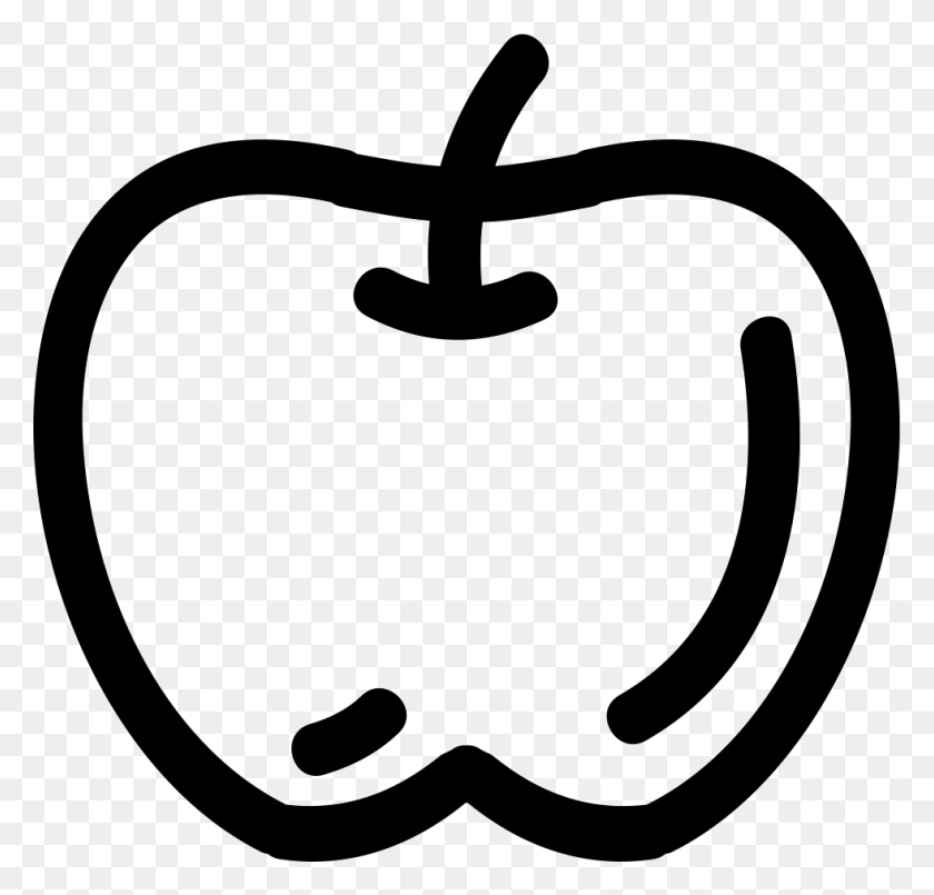 981x937 Apple Hand Drawn Fruit Outline Comments Contorno De Frutas, Logo, Symbol, Trademark HD PNG Download