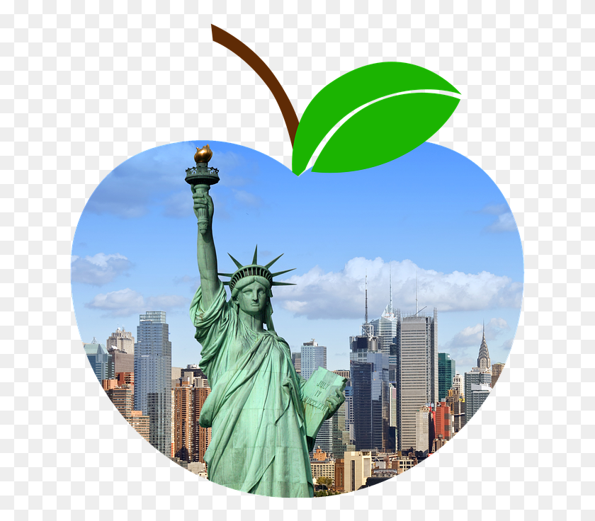 647x676 Apple New York Ny Manhattan The Statue Of Liberty Statue Of Liberty, Sculpture, Person HD PNG Download