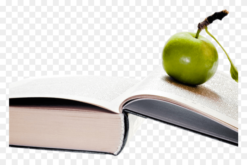 1025x658 Apple On Book Image Granny Smith, Plant, Text, Fruit HD PNG Download