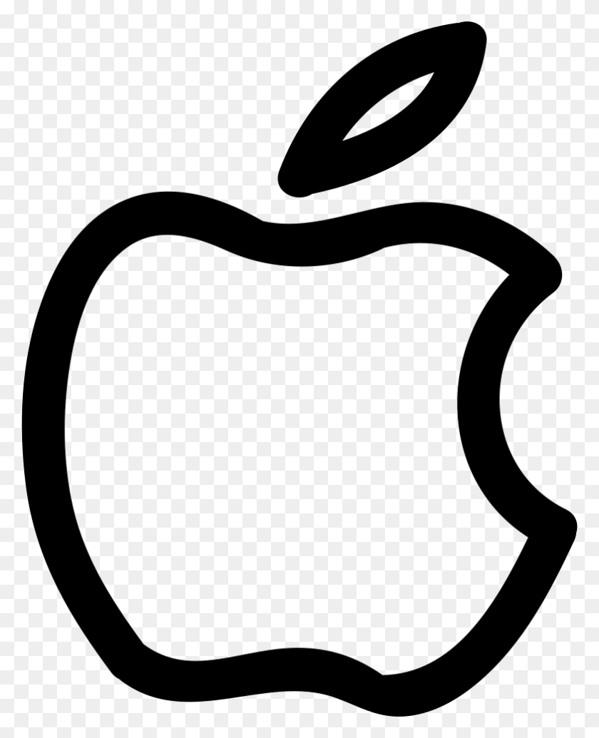784x980 Apple Outline Eaten Apple Icon, Stencil, Logo, Symbol HD PNG Download