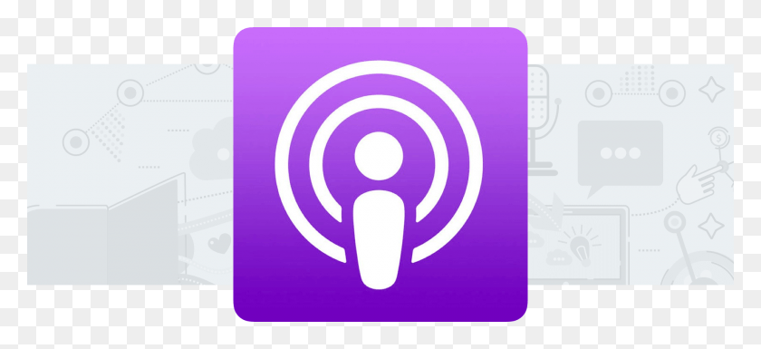 1920x800 Логотип Apple Podcasts На Светло-Сером Фоне, Значок Безопасности, Фиолетовый, Символ Hd Png Скачать