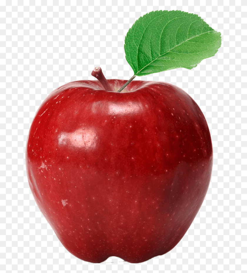 673x869 Apple Red Delicious Eating Fuji Fruit Apple With Leaves, Plant, Food, Vegetable HD PNG Download