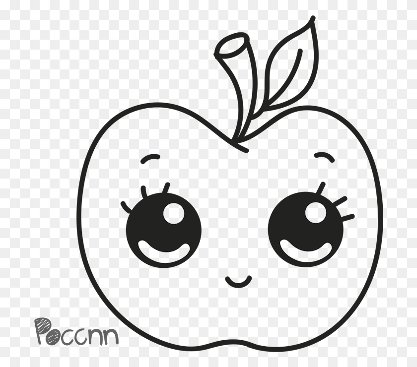 704x680 Apple To Color Line Art, Plant, Blueberry, Fruit HD PNG Download
