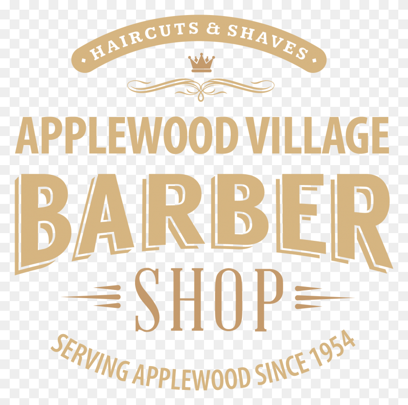 1525x1515 Descargar Png Applewood Village Barbershop Logo Poster, Etiqueta, Texto, Word Hd Png