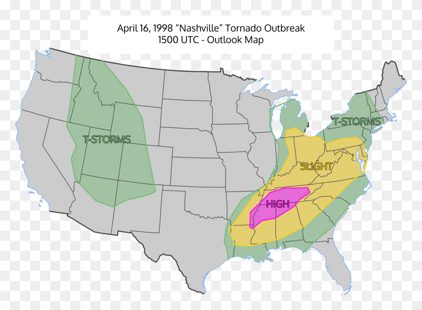 2436x1743 April 16 1998 Severe Weather Outlook Map Civil War Dakota Territory, Diagram, Plot, Atlas HD PNG Download