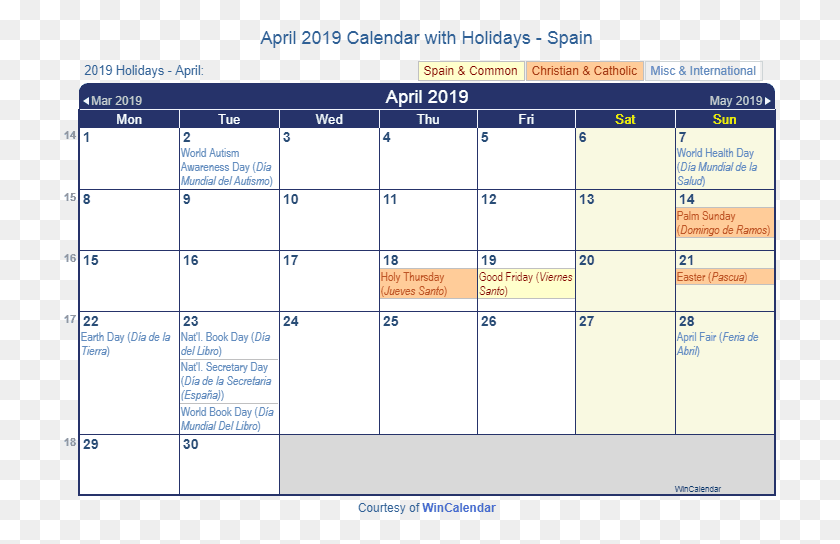 713x484 Календарь На Апрель 2019 Года С Праздниками