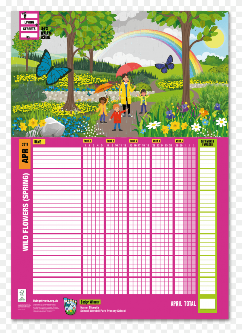 819x1147 April 2019 Wow Wallchart Wild Flowers Floral Design, Person, Human, Text HD PNG Download