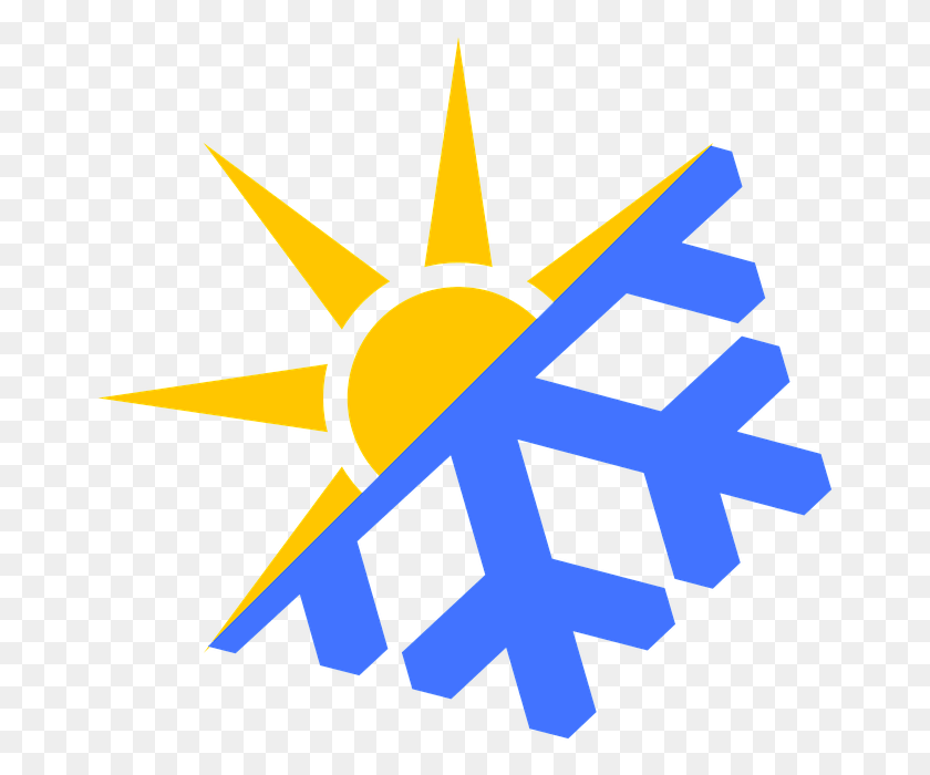 669x640 April Weather Icon Warm Cold Mix Sun Snow April Ac Heat Symbol, Cross, Outdoors, Star Symbol HD PNG Download