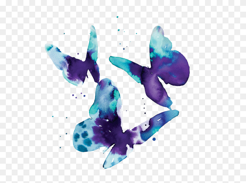 599x626 Aqua Butterflies Watercolor Butterfly Tattoo, Purple, Animal, Bird, Flower PNG