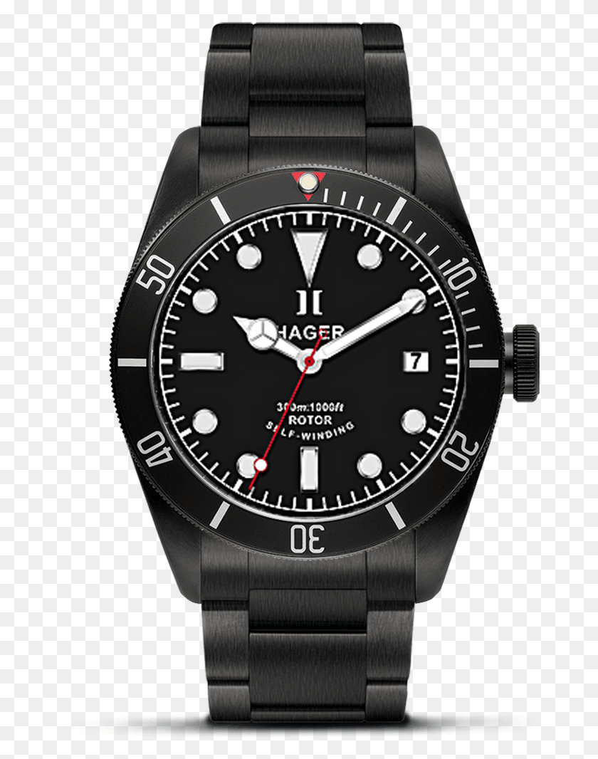 677x1006 Descargar Png Aquamariner Black Tudor Black Bay All Black, Reloj De Pulsera Hd Png