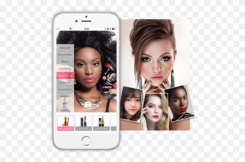504x495 Ar Makeup Try Out Collage, Person, Face, Mobile Phone Descargar Hd Png