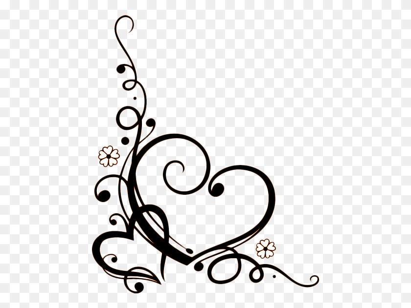 467x571 Арабеско Свадебное Сердце Клипарт Черно-Белое, Графика, Цветочный Дизайн Hd Png Скачать
