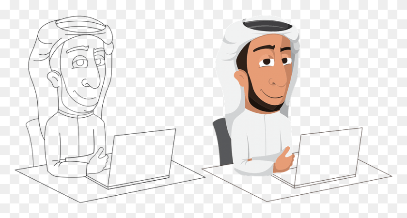 960x480 Arabian Guy Laptop Man Male Arabic Business Arabs, Waiter, Priest, Judge HD PNG Download