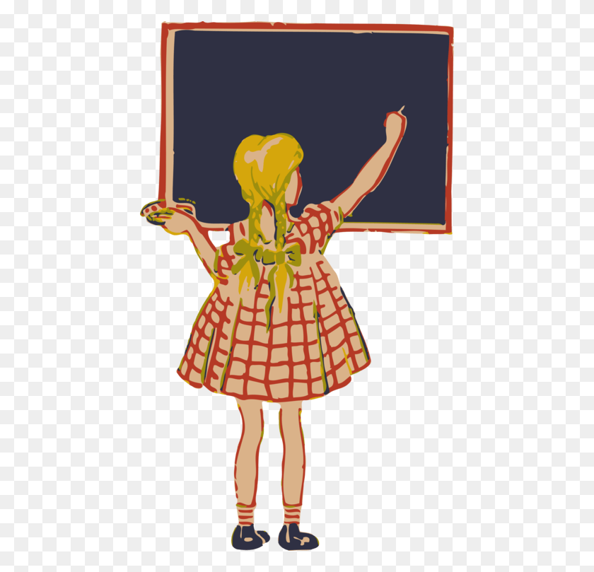 444x749 Arbel Blackboard Learn Computer Icons Teacher School Girl On Blackboard Clip Art Black And White, Clothing, Apparel, Person HD PNG Download