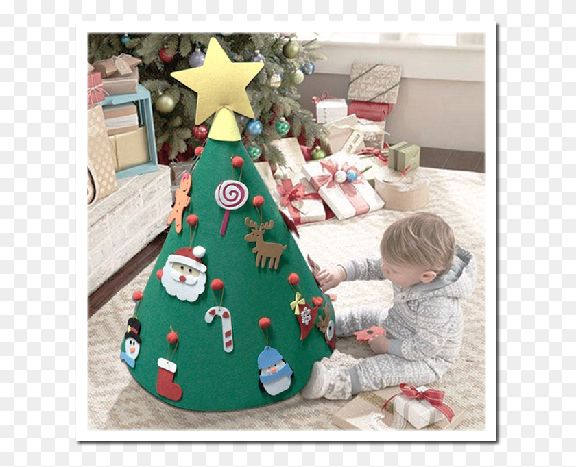 622x622 Arbol De Navidad 3d Y Adornos De Fieltro 3d Felt Christmas Tree, Clothing, Apparel, Person HD PNG Download