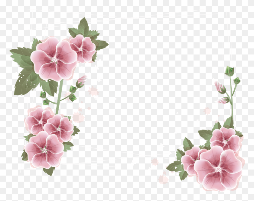 800x620 Arboles Y Flores Flower Borders And Frames, Graphics, Floral Design HD PNG Download