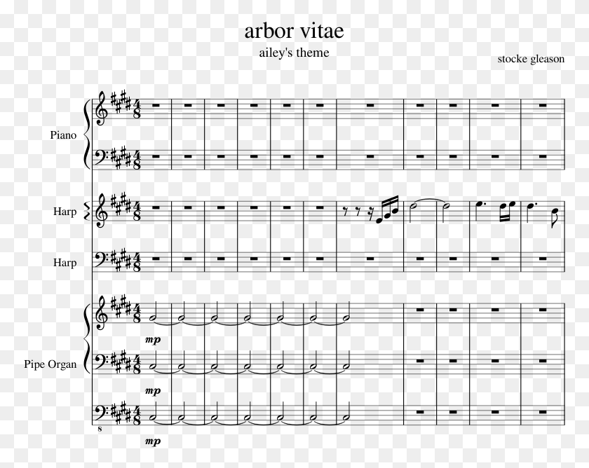 773x608 Arbor Vitae Sheet Music For Synthesizer Harp Guitar Big Ed39s March Sheet Music, Gray, World Of Warcraft HD PNG Download