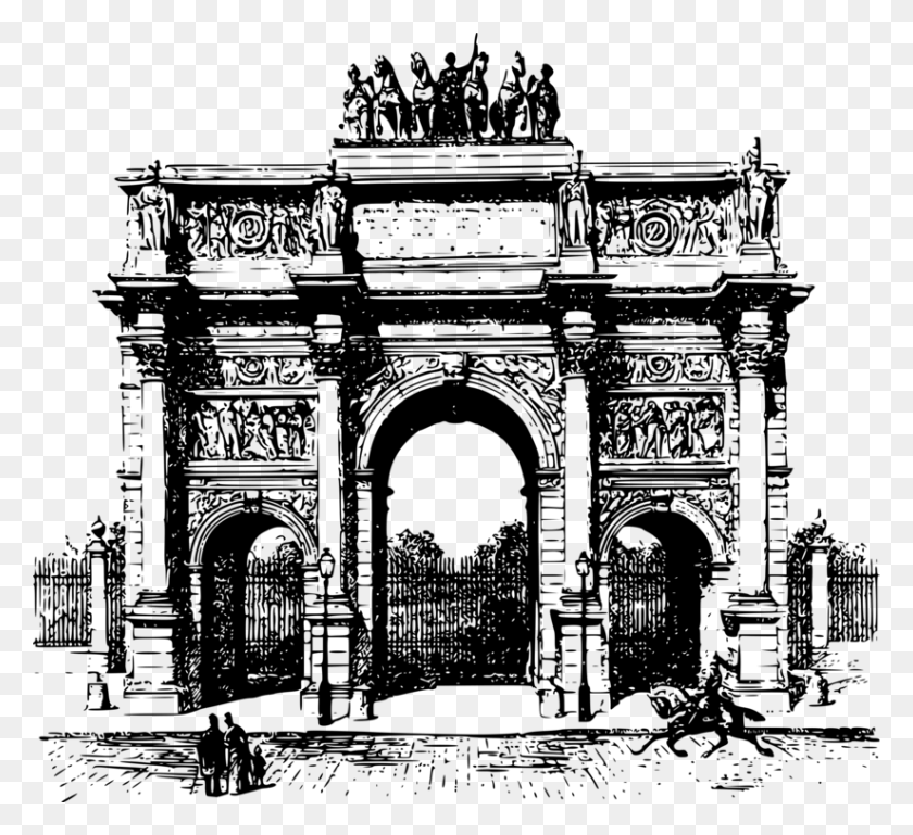 824x750 Arc De Triomphe Du Carrousel Eiffel Tower Arch Of Titus, Gray, World Of Warcraft HD PNG Download