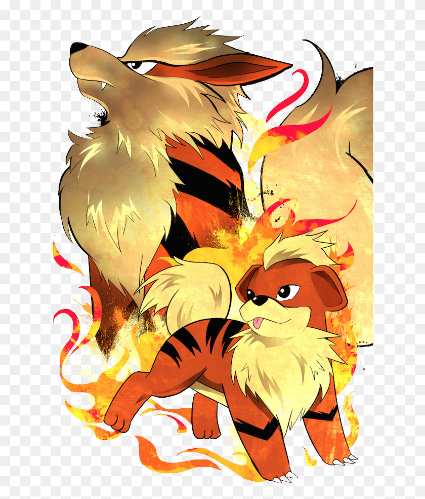 636x925 Arcanine And Growlithe, Graphics, Clothing HD PNG Download