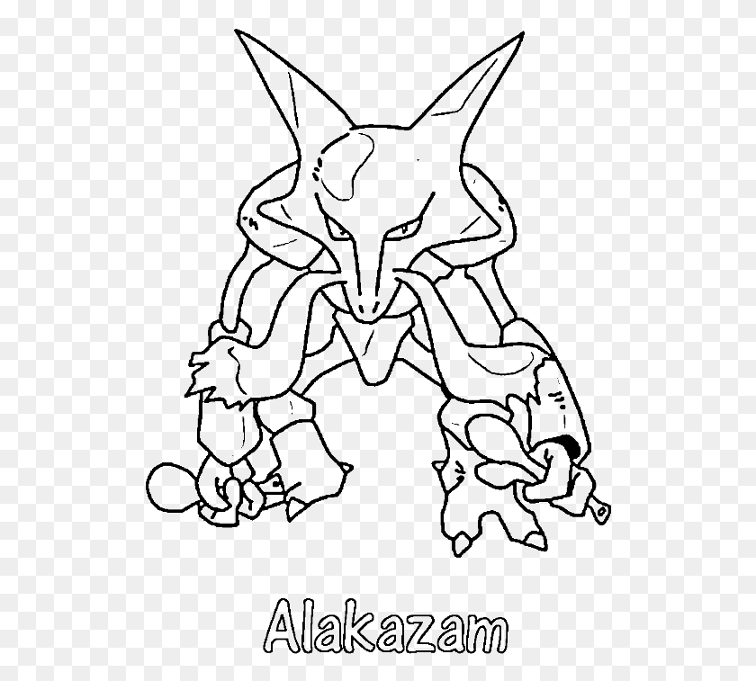 520x697 Arcanine Coloring Pages Pokemon Colouring Alakazam, Stencil, Leisure Activities HD PNG Download