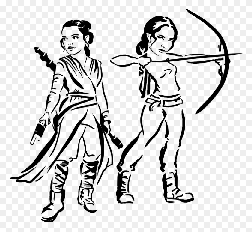 783x717 Archer Katniss Hunger Bow Games Drawing Arrow Katniss With Bow And Arrow Drawing, Gray, World Of Warcraft HD PNG Download