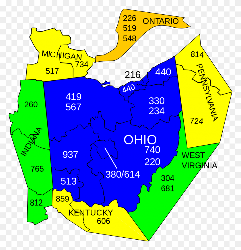 1200x1248 Descargar Png / Código De Área Códigos De Área De Ohio, Mapa, Diagrama Hd Png