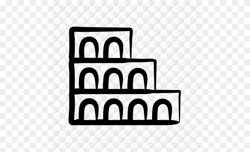 512x512 Arena Colosseum Hand Drawn History Italy Rome Ruins Icon, Shelf, Cabinet, Furniture PNG