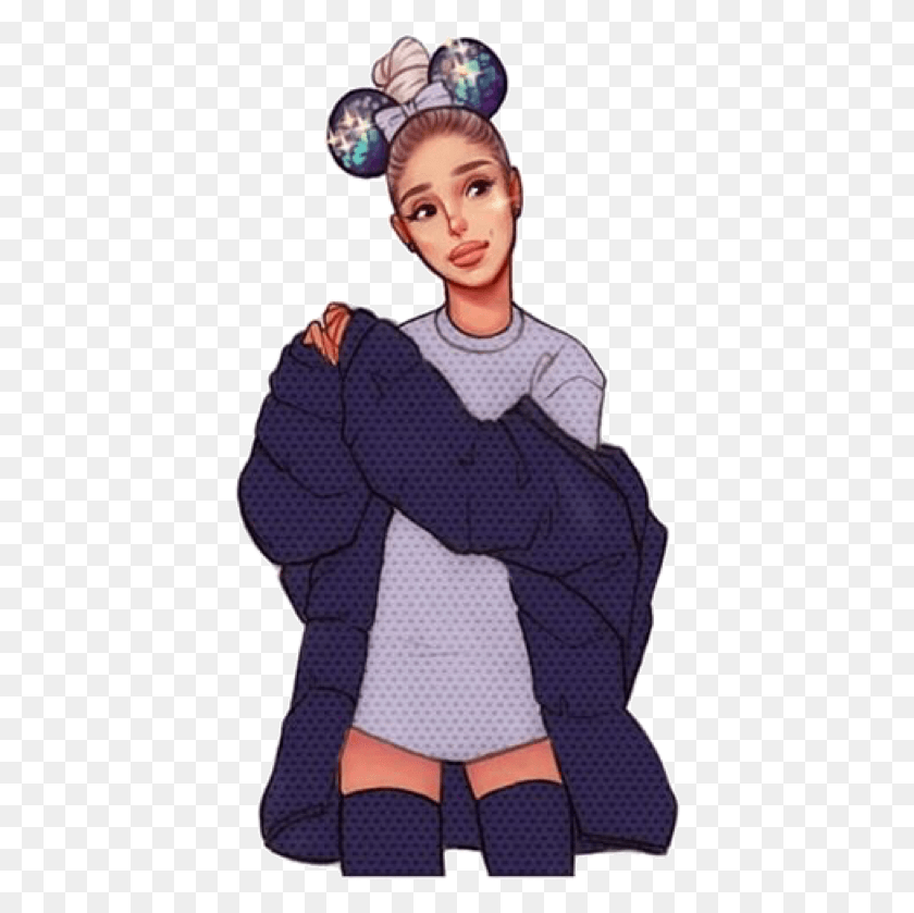 410x779 Ariana Grande Drawing Doodle Painting Cute Overlay Cartoon, Clothing, Apparel, Person HD PNG Download