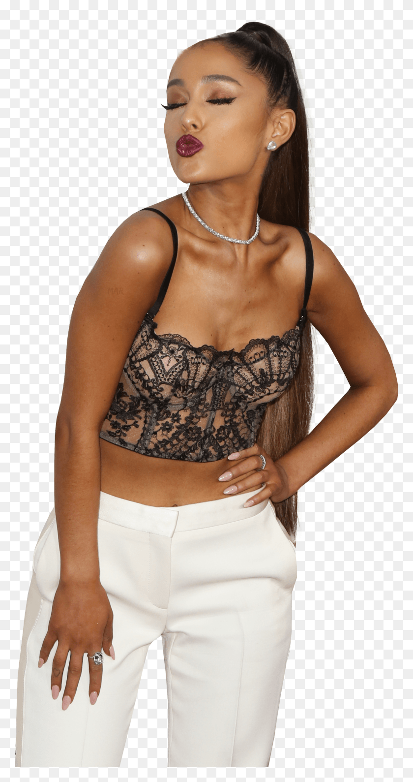 1737x3405 Ariana Grande In White Trousers HD PNG Download