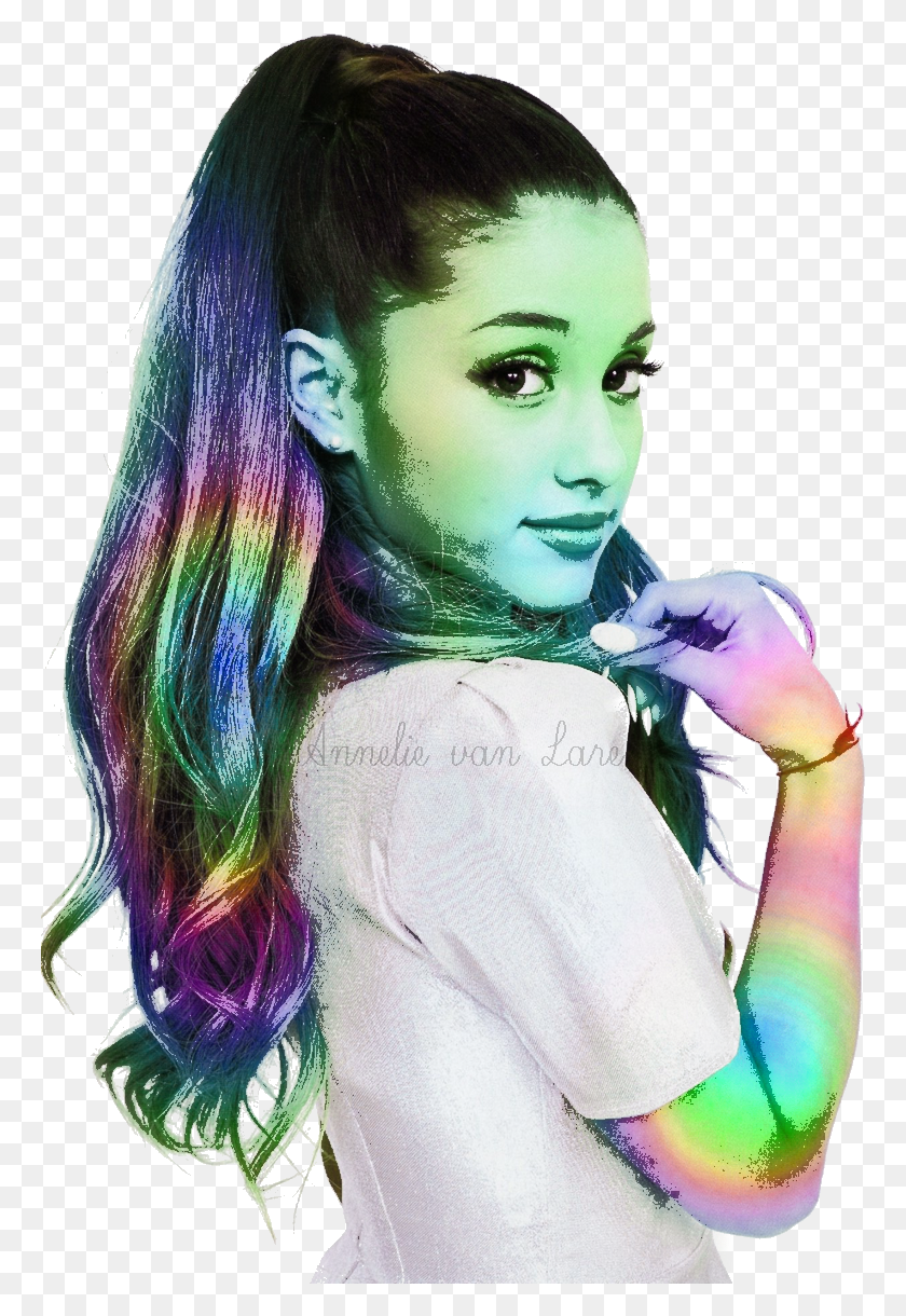 765x1160 Descargar Png Ariana Grande Multi Color Edit Fondo Transparente Ariana Grande Photo Edit, Person, Human, Hair Hd Png