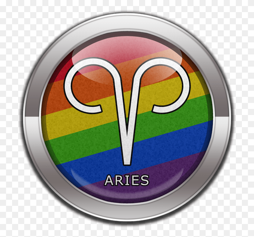 723x723 Aries Horoscope Symbol On Round Lgbt Rainbow Pride Aries, Logo, Trademark, Hand HD PNG Download