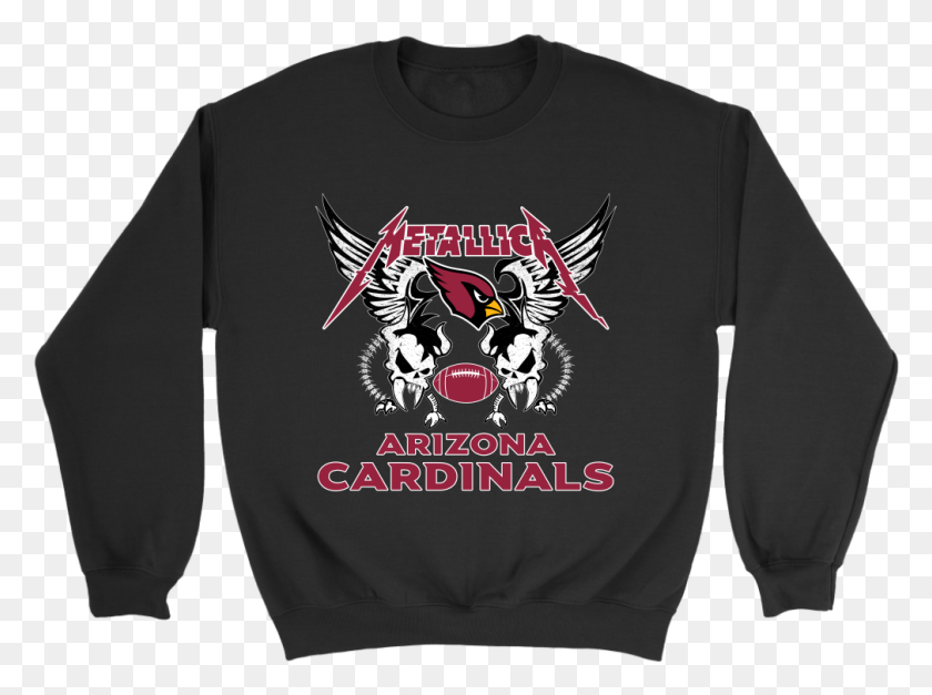 1009x734 Arizona Cardinals Metallica Heavy Metal Football Sweatshirt Crew Neck, Clothing, Apparel, Sleeve HD PNG Download