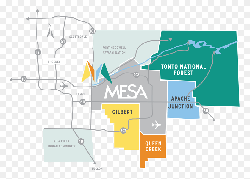 777x542 Карта Аризоны По Городу Меса Аризона На Карте, Диаграмма, Участок, Растительность Hd Png Скачать