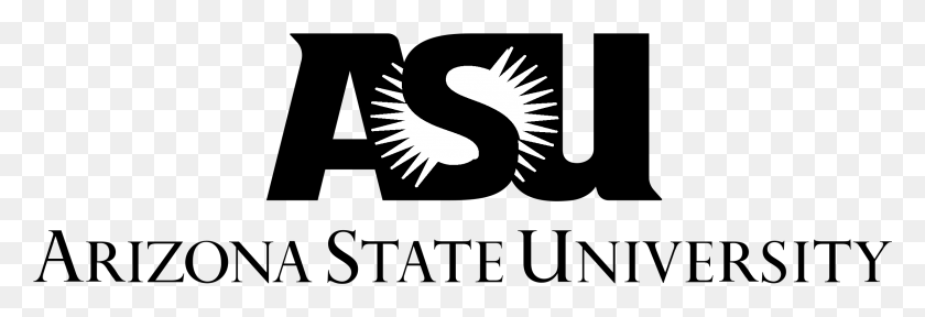2401x704 Arizona State University Logo Black And White Arizona State University Logo Black, Symbol, Emblem, Bird HD PNG Download