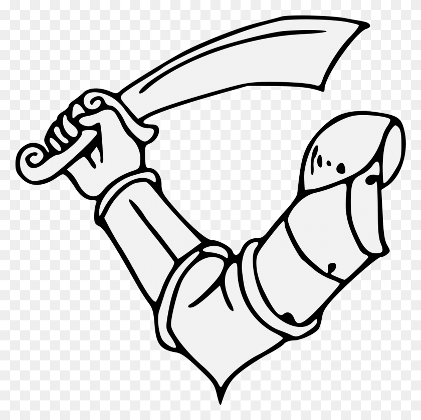 1220x1219 Arm In Armor Fesswise Embowed Brandishing A Sword Arm Heraldry, Stencil, Hammer, Tool HD PNG Download