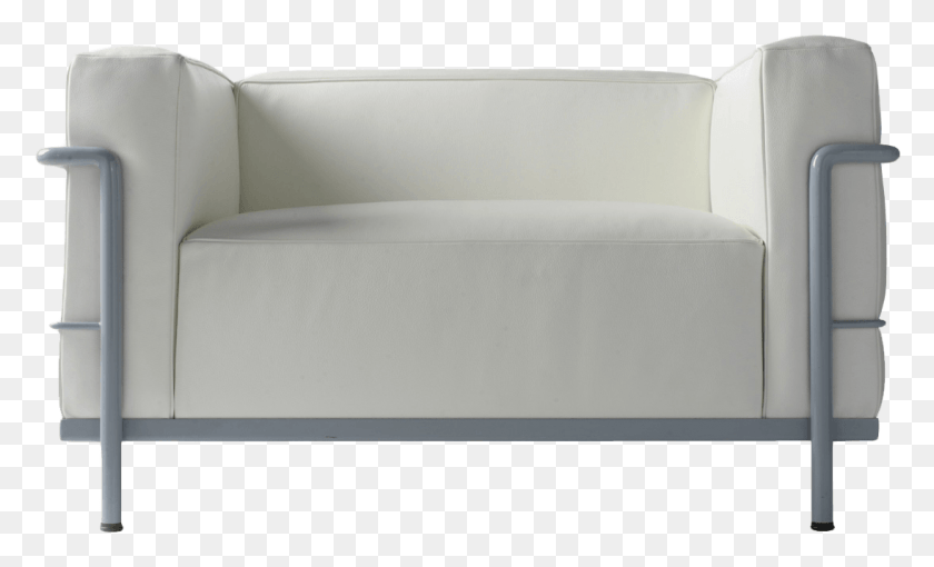1095x633 Armchair White Leather Corbusier Furniture, Couch, Chair, Foam HD PNG Download
