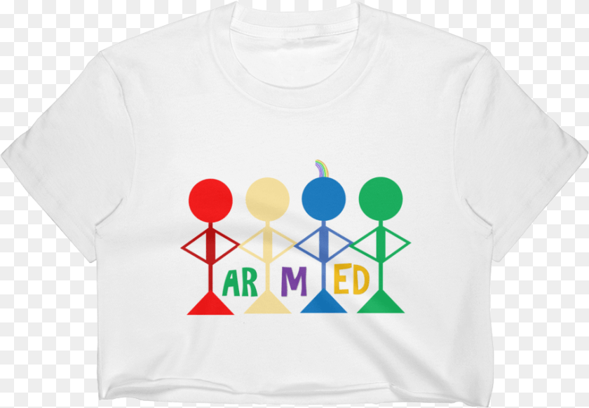 Armed And Proud Fitted Crop Top Drummer, Clothing, T-shirt, Shirt, Triangle PNG