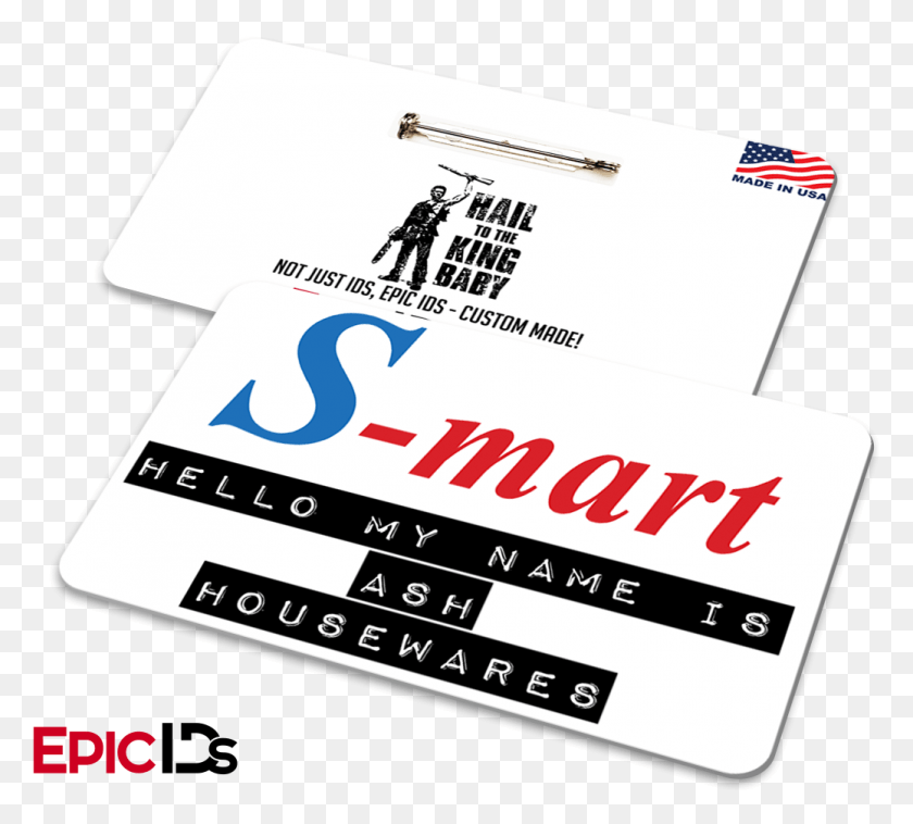 1038x929 Army Of Darkness Ash Williams S Mart Employee Name Label, Text, Paper, Business Card HD PNG Download