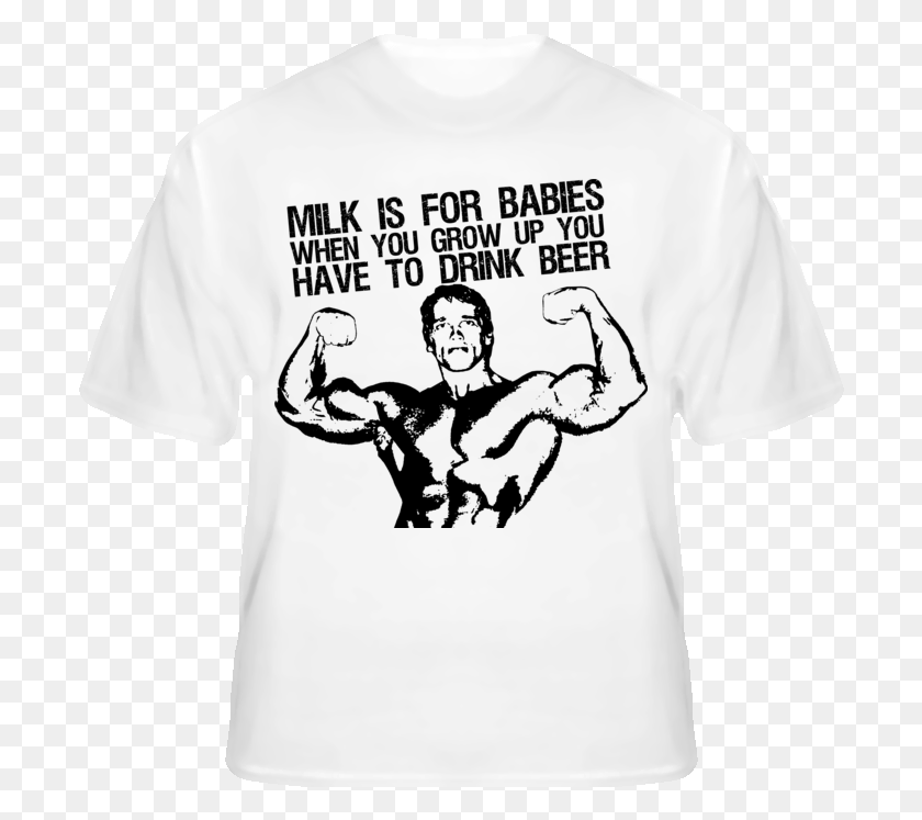 698x687 Arnold Schwarzenegger Drink Beer Funny Pumping T Shirt Watch Dogs 2 T Shirt, Clothing, Apparel, T-shirt HD PNG Download