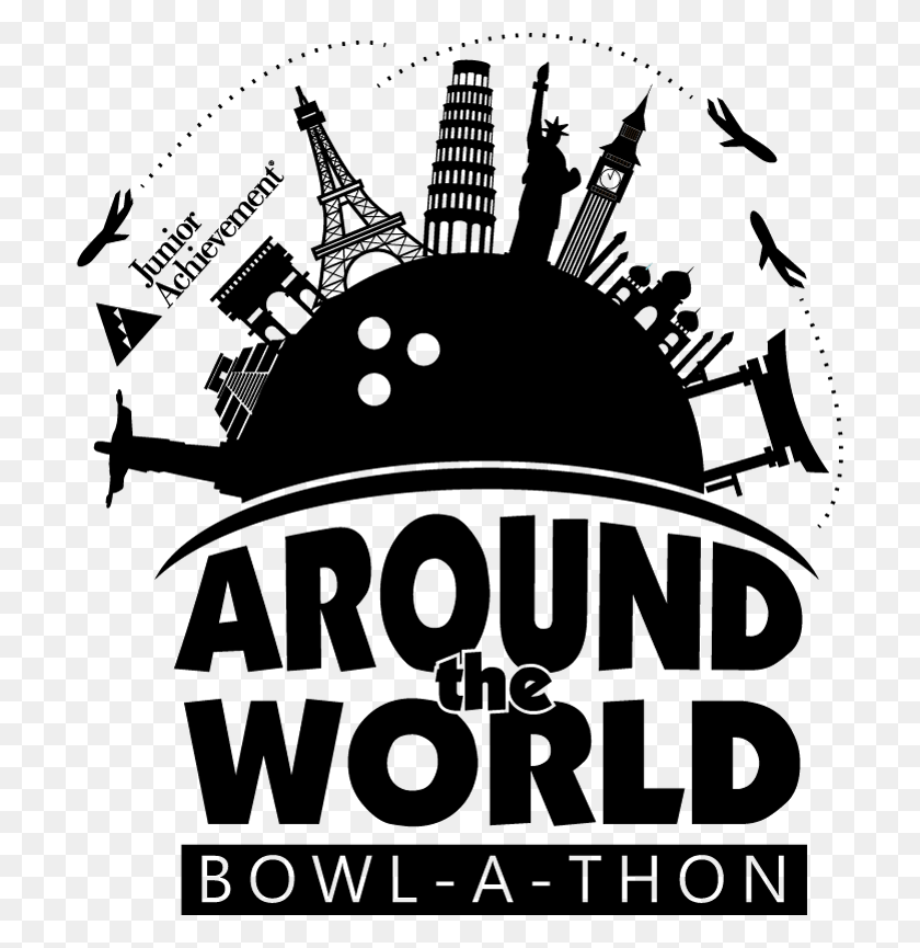 700x805 Around The World Bowl A Thon Logo Black And White Poster, Outdoors, Nature, Astronomy HD PNG Download