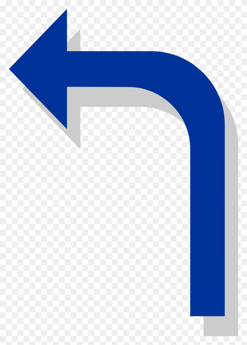 958x1365 Arrow Blue Free Stock Photo Illustration Of A Blue Bent Left Arrow, Logo, Symbol, Trademark HD PNG Download
