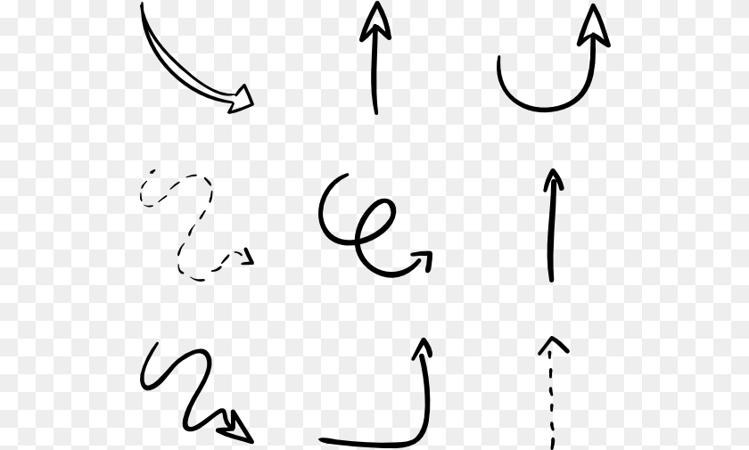 Arrow Handwritten, Gray Clipart PNG