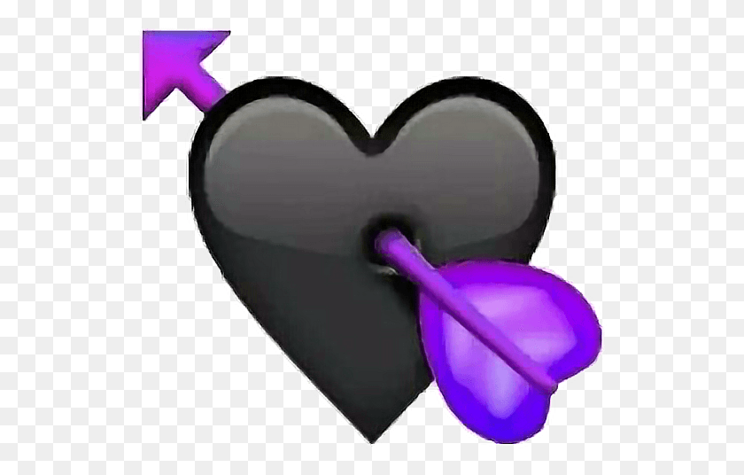 530x476 Descargar Png Flecha Corazón Púrpura Negro Emojiart Interesante Corazón Negro Transparente Emoji, Cojín, Almohada Hd Png
