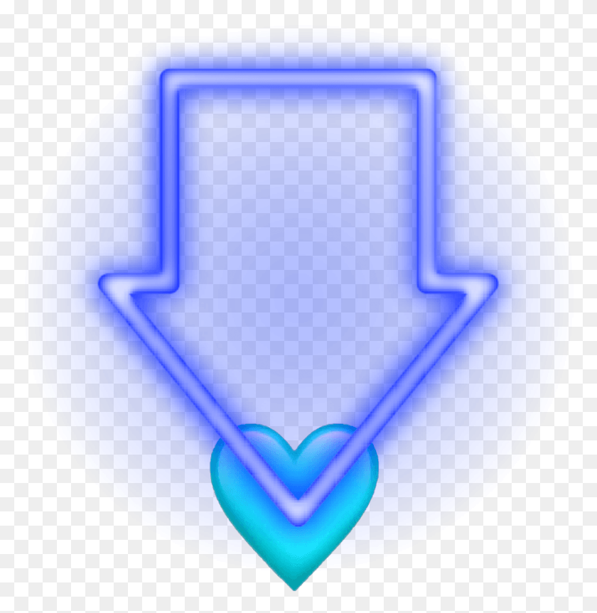 847x873 Arrow Neon Blue Down Heart Heart, Symbol, Light, Logo HD PNG Download