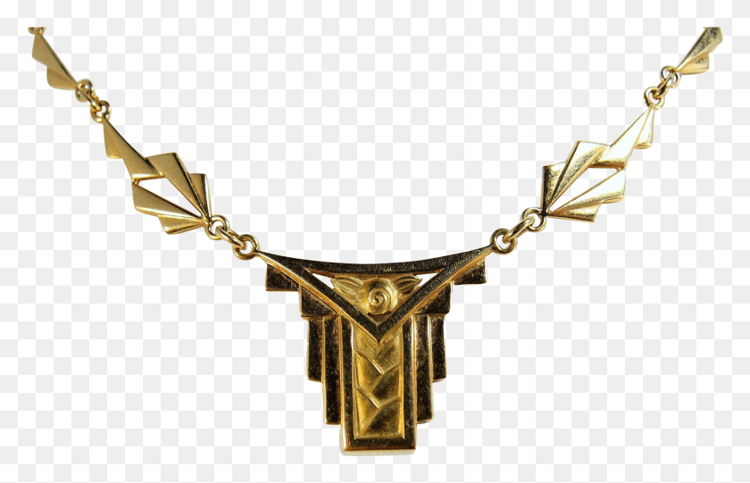 1740x1074 Descargar Png Art Deco Collar De Oro Sólido De 18 Quilates Gargantilla De Oro Con Estampado Francés, Joyas, Accesorios, Accesorio Hd Png