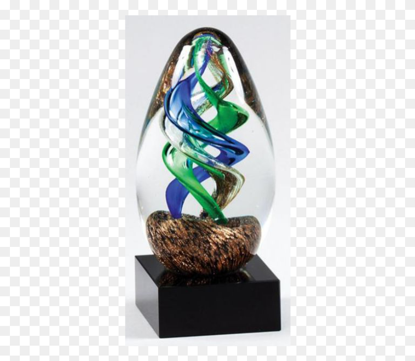 336x671 Art Glass Green And Blue Swirl Award G553, Jar, Vase, Pottery HD PNG Download