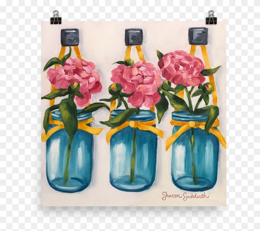 647x686 Art Print Pretty Pink Peonies Bottles Amp Blooms Series, Plant, Jar, Flower HD PNG Download