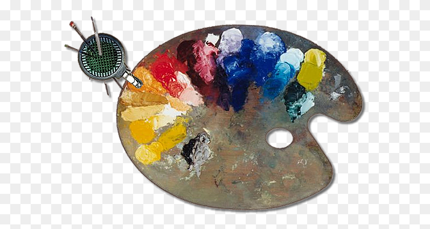 592x389 Art Supplies Transparent Art Supplies, Palette, Paint Container HD PNG Download